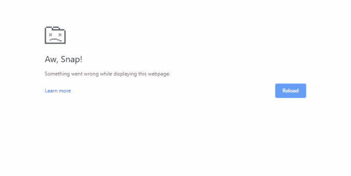 “Aw, Snap!” Something went wrong while displaying this page-Google Chrome Error