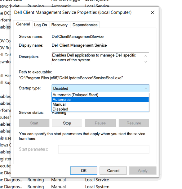 Dell Client Management Service как включить