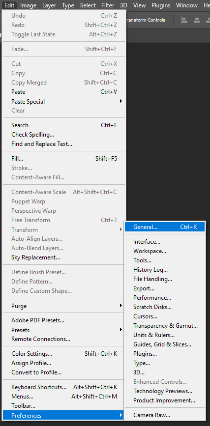 Photoshop Preferences General